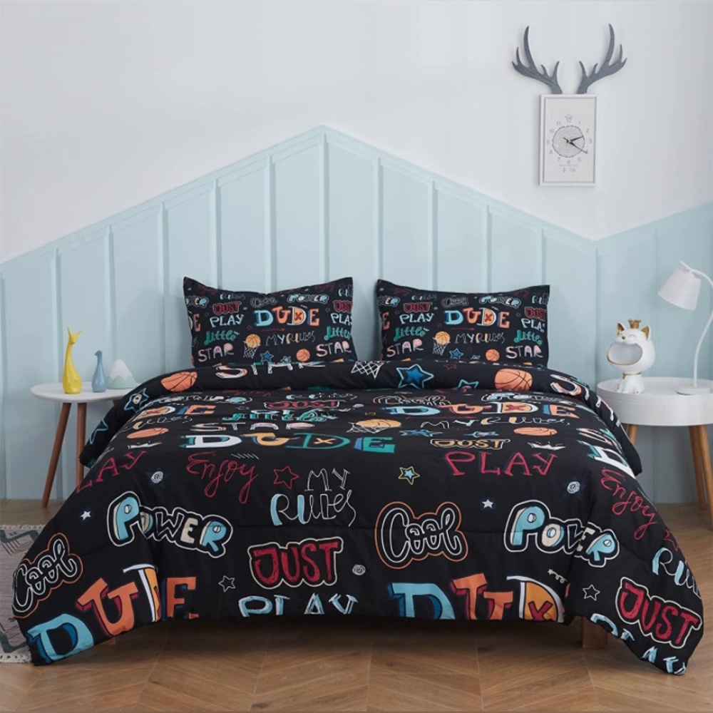 Colorful Basketball Bedding Set All Season Microfiber Comforter & PillowcasesNEW
